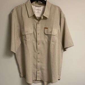 Orvis Men's Tan Casual Button Down Shirt